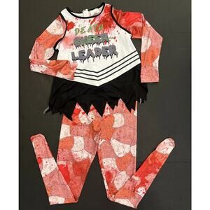Girls Death Cheerleader Zombie Halloween Costume Child Size Large 10-12 Yrs READ